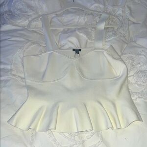 Express Cream Peplum Tank Top